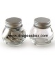 60 petits pots en verre ROND METAL